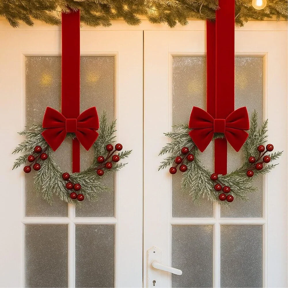 Charming 6-Piece Mini Christmas Wreaths - Perfect for Candle Decor & Windows